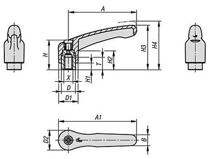 Rękojeść Nastawna termoplast PPA niebieski RAL 5017 (06600-50-51287) - Norelem