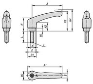 Rękojeść Nastawna termoplast PPA pomaranczowy RAL 2004 (06610-55-4122X60) - Norelem