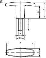 Uchwyt T termoplast czarny (06649-28012X40) - Norelem