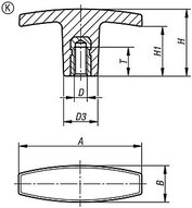 Uchwyt T termoplast czarny (06649-15005) - Norelem