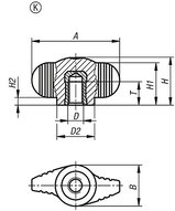 Pokrętło Motylkowe miniwing termoplast ciemnoszary RAL 7021 (06652-00A2) - Norelem