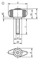 Pokrętło Motylkowe 1365 poliamid niebieski RAL 5002 (06652-130005X20) - Norelem