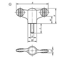 Pokrętło Motylkowe termoplast ciemnoszary RAL 7021 (06652-2A3X20) - Norelem