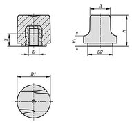 Nakretka Radelkowana termoplast ciemnoszary RAL 7021 (06666-2004) - Norelem