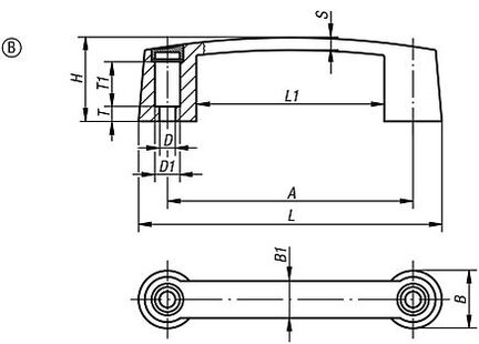 Uchwyt Pałąkowy termoplast czarny (06902-211708) - Norelem