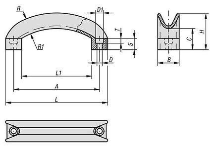 Uchwyt Łukowy termoplast ciemnoszary (06909-11406) - Norelem