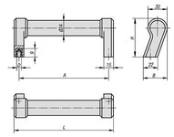 Uchwyt Pałąkowy pochylony termoplast ciemnoszary RAL 7021 (06912-140061) - Norelem