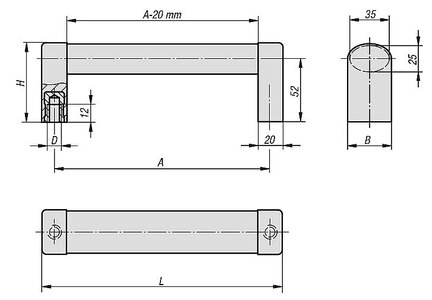 Uchwyt Ruruwy aluminium naturalny anodowany (06927-1300082) - Norelem