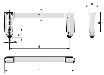 Uchwyt Pałąkowy aluminium czarny matowa i anodyzowana (06932-100201) - Norelem