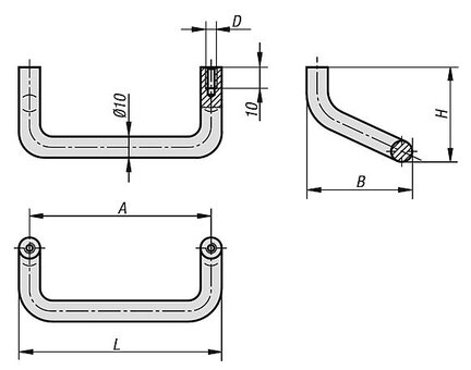 Uchwyt Pałąkowy kątowy aluminium czarny anodowany (06935-08601) - Norelem
