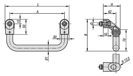Uchwyt Ruruwy kątowy aluminium czarny anodowany (06936-4002) - Norelem