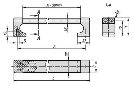 Uchwyt Pałąkowy aluminium anodyzowane w kolorze czarnym (06944-500081) - Norelem