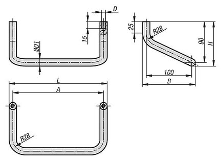 Uchwyt Pałąkowy kątowy aluminium (06945-40016) - Norelem