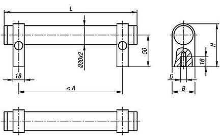 Uchwyt Ruruwy nastawny aluminium anodyzowany w kolorze naturalnym (06947-5003012) - Norelem