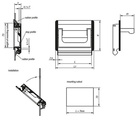 Uchwyt Kasetowy kkładany aluminium czarny anodowany (06961-16711) - Norelem
