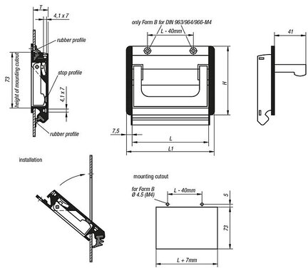 Uchwyt Kasetowy kkładany aluminium czarny anodowany (06961-10021) - Norelem