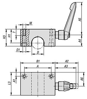 Element Zaciskowy do prowadnic okrągłych stal (21596-20) - Norelem