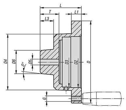 Koło Ręczne do wskaźnika położenia aluminium (21972-801201) - Norelem