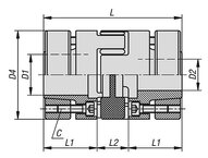Sprzęgło Kłowe Elastyczne z piastą stożkową i pierścieniem zaciskowym aluminium (23021-10-14980501414) - Norelem