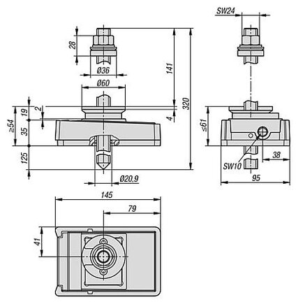 Klin niwelacyjny kotwienie w podłodze aluminium (27710-20-145095061) - Norelem