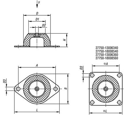 Stopka Antywibracyjna typ h2 stal (27750-05002560) - Norelem