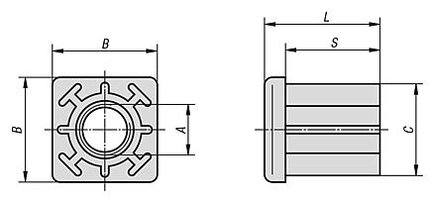 Zaślepka Gwintowana do rur kwadratowych termoplast (27835-204020) - Norelem