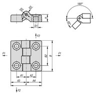 Zawias z otworem montażowym termoplast czarny (27855-006322020) - Norelem