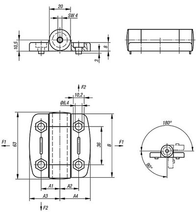 Zawias z nastawnym tarciem termoplast czarny (27858-56181808) - Norelem