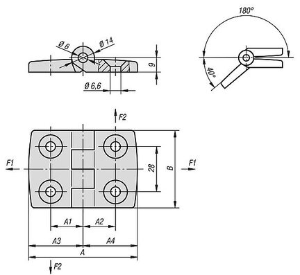Zawias aluminium powlekany proszkowo (27872-352020) - Norelem
