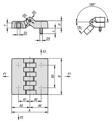 Zawias z tuleją termoplast czarny (27884-06322020) - Norelem