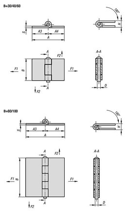 Zawias przyspawania stal (27888-02-00400400403) - Norelem