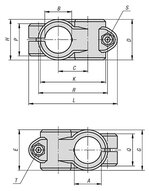 Złączka Zaciskowa krzyzowy aluminium z bębnowaniem (29000-5D2D2) - Norelem