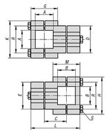 Złączka Zaciskowa krzyzowy aluminium z bębnowaniem (29002-52D2D2) - Norelem