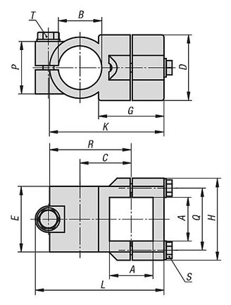 Złączka Zaciskowa krzyzowy aluminium z bębnowaniem (29004-5CSCS) - Norelem