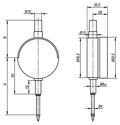 Czujnik Zegarowy cyfrowy aluminium (32542-032) - Norelem