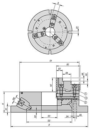 Stacjonarny uchwyt 3-szczękowy 1405 stal (41194-220) - Norelem