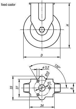 Kólka podpierajace bez systemu regulacji termoplast (95010-11075251) - Norelem