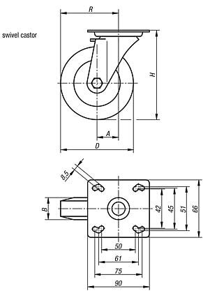 Zestaw kołowy bez systemu regulacji termoplast (95012-1108032) - Norelem