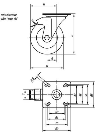 Zestaw kołowy z systemem regulacji stop-fix guma (95012-080252) - Norelem
