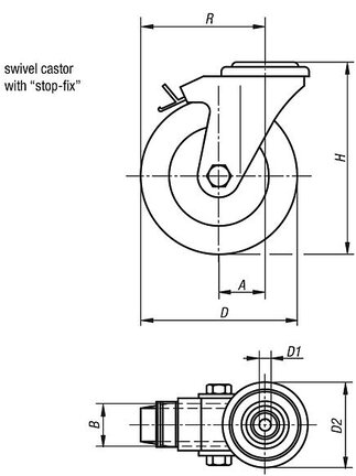 Zestaw kołowy z systemem regulacji stop-fix stal (95026-01-101250402) - Norelem