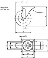 Zestaw kołowy z systemem regulacji stop-top poliuretan (95028-100402) - Norelem