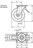 Zestaw kołowy z systemem regulacji stop-top poliuretan (95032-200502) - Norelem
