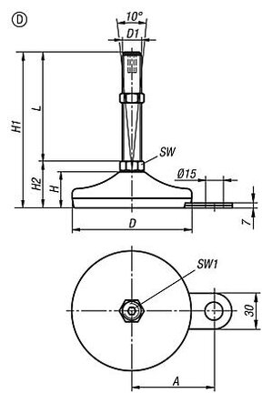 Stopka z sześciokątem wewnętrznym stal (27790-4106012X100) - Norelem