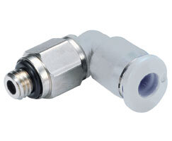 Złączka wciskana Pneufit M, adapter, kolano obrotowe 90°, 1/8”, 10-32 UNF (M24470110) - Norgren
