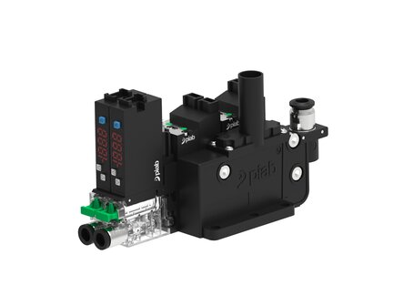 Eżektor COMPACT10E, dod. poziom podc., wyświetlacz, 2 kanały, (C10E.X.BB.6.2.6.EP.CC) (9955993) - Piab