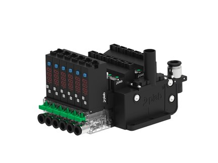 Eżektor COMPACT10E, dod. wys.przepływ podc., wyświetlacz, 6 kanałów, (C10E.T.BB.6.6.8.EP.CC) (9965245) - Piab