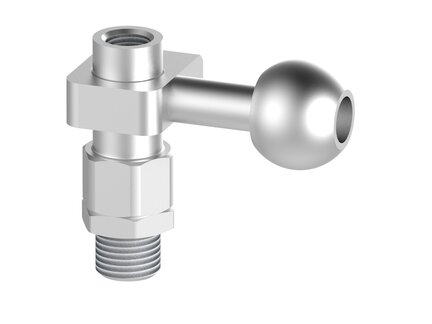 Element montażowy FSCM, złącze kulowe, drążek 18 mm, L=45 mm, gwint dolny NPT 3/8" zew., gwint górny NPSF 1/4" wew. dla odł. drążka (FSCM.I.18.45.NT38M.G14FDR) (9962043) - Piab