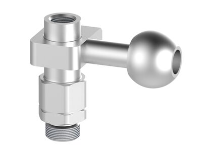 Element montażowy FSCM, złącze kulowe, drążek 18 mm, L=45 mm, gwint dolny G3/8" zew., gwint górny NPSF 1/4" wew. dla odł. drążka (FSCM.I.18.45.G38M.G14FDR) (9950482) - Piab