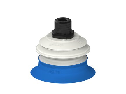 Przysawka piGRIP, warga do worków z pierśc. wzmac.Ø80 mm, Silikon 50°, 1 mieszek, podstawa typ 1, NPT 1/2" zew., filtr siatkowy, FDA (G.BGI80S50.B1.S1.NT12M.01.FDA) (9915885) - Piab