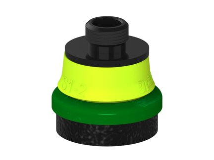 Przysawka piGRIP, warga piankowa, Ø25 mm, pianka EPDM (miękka), bez mieszków, podstawa typ 1, gwint niski G 1/8" zew., filtr siatkowy (G.FLI25S.F.S1.GL18M.01) (9909522) - Piab